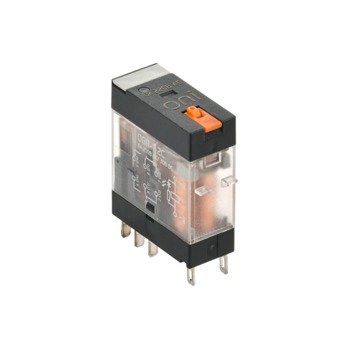 OGR-1 2C 220В AC Реле общего назначения со светодиодом и тестовой кнопкой ONI 0,021 12,6x40x28,8 OGR-1-2C-220B-AC-CO-CBETODIODOM