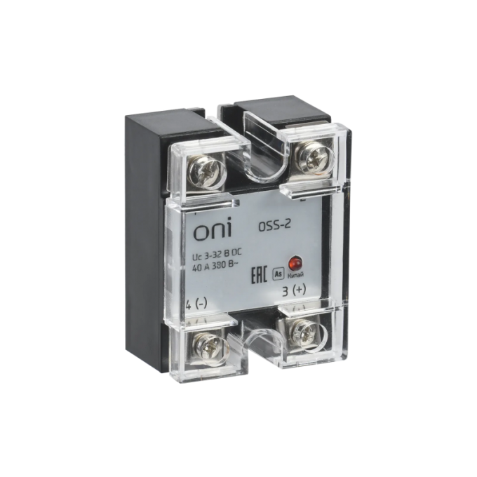 OSS-2 40А 380В AC 3-32В DC Реле твердотельное ONI 0,1 44x57,5x33,5 OSS-2-40A-380B-AC-3-32B-DC