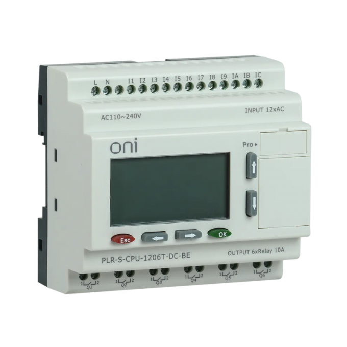 PLR-S. CPU1206(R) 220В AC Логическое реле ONI 12 DI 6 DO PLR-S-CPU-1206R-AC-BE