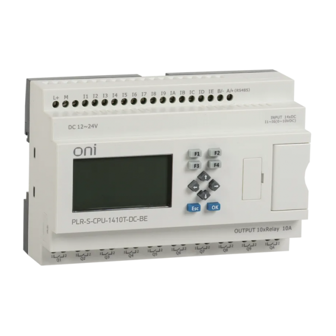 PLR-S. CPU1410(T) 24В DC Логическое реле ONI 14 дискретных входов 6 релейных выходов PLR-S-CPU-1410T-DC-BE