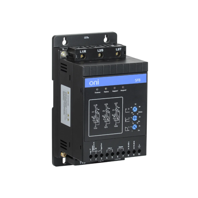 SFB 3Ф 380В 0,75кВт 1,5A Uупр 110-220В Modbus с выкл. Устройство плавного пуска ONI 0,8 SFB-3F-380B-0,75KBT-1,5A-UYPP-110-220B-MODBUS-C-BYIKL.
