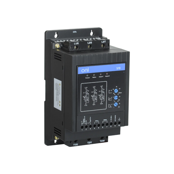 SFB 3Ф 380В 11кВт 22A Uупр 110-220В Modbus с выкл. Устройство плавного пуска ONI 1,4 SFB-3F-380B-11KBT-22A-UYPP-110-220B-MODBUS-C-BYIKL.